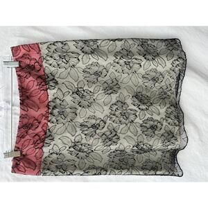 Maison Mayle Floral Lace Overlay Designer Skirt with Pink Waistband Size 10